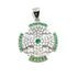 Sterling Silver Pave Stone Jerusalem Cross Pendant